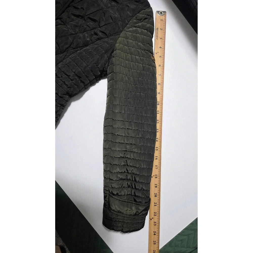 Michael‎ Kors Quilted Moss Green Puffer Jacket Gold Hardware Hidden Hood Size PS